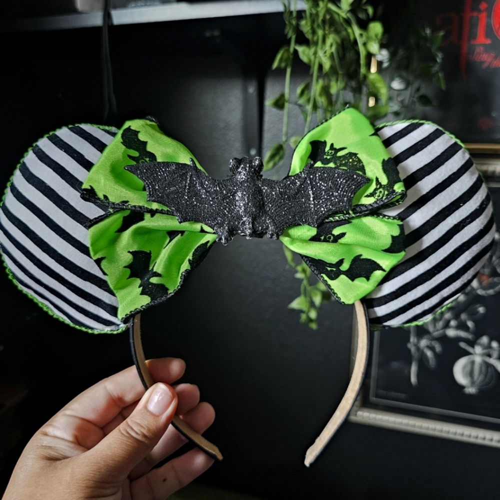 Halloween Adult Mickey Ears - Beetlejuice Inspired Stripes
